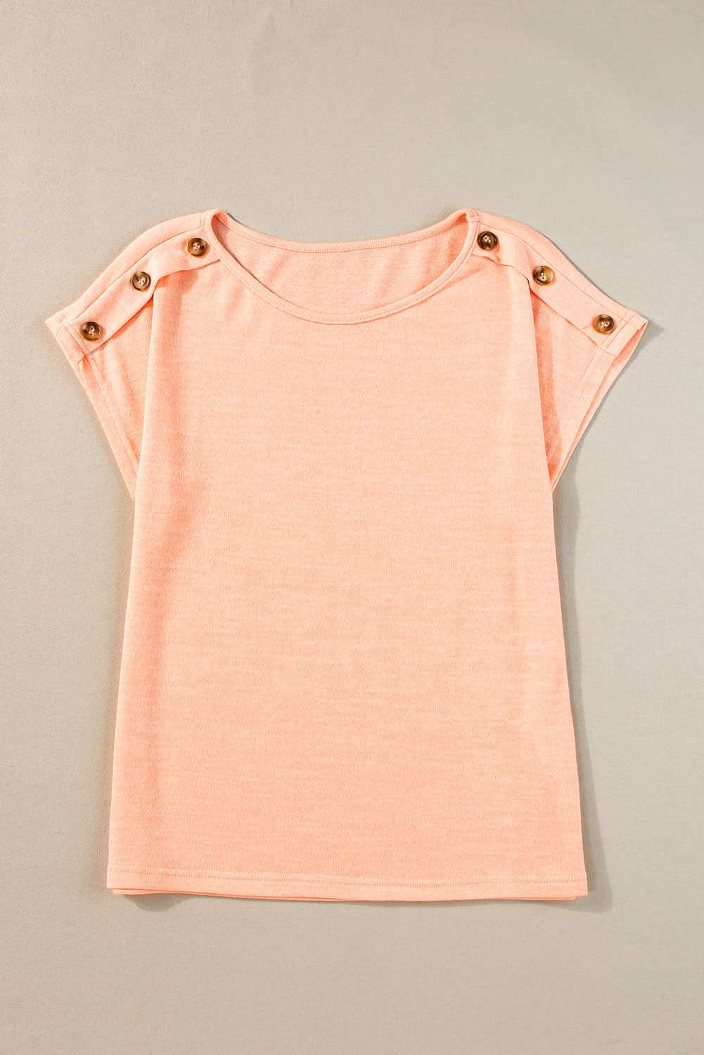 Apricot Pink Button Detail Batwing Sleeve Casual Tee - Love Salve